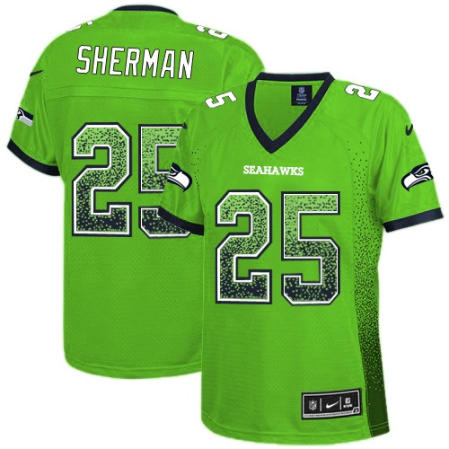 Women's Elite Richard Sherman Nike Jersey Green - #25 Drift Fashion NFL Seattle Seahawks